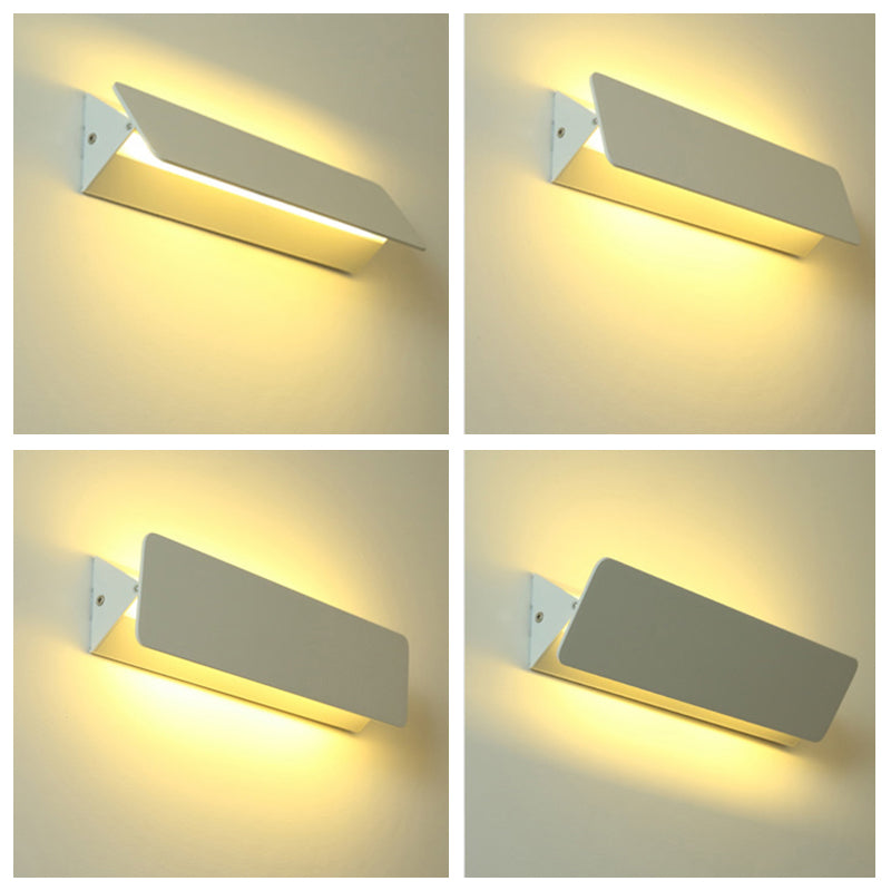 Modern Rectangular Wall Sconce, Metal, White, Garden