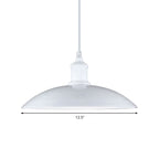 Metallic Saucer Shade Pendant Light Industrial Style 12.5"/16" W 1 Light Living Room Ceiling Hanging Light in Black/White