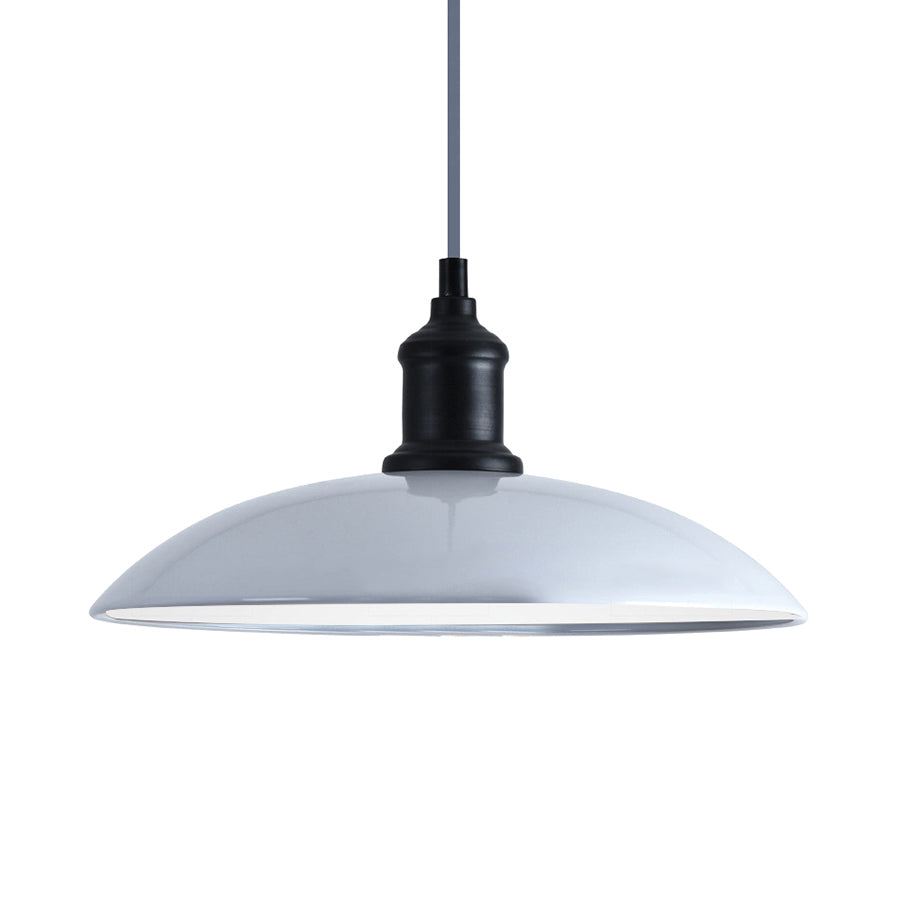 Metallic Saucer Shade Pendant Light Industrial Style 12.5"/16" W 1 Light Living Room Ceiling Hanging Light in Black/White