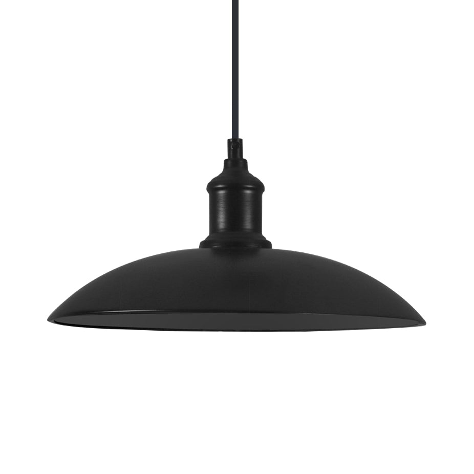 Metallic Saucer Shade Pendant Light Industrial Style 12.5"/16" W 1 Light Living Room Ceiling Hanging Light in Black/White