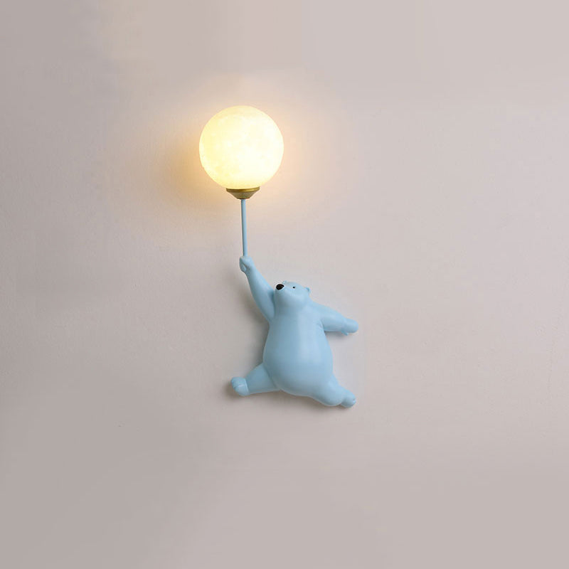 Bear Balloon Wall Sconce Modern Animal Bear Balloon. White/Blue/Pink. Living Room