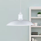 Metallic Saucer Shade Pendant Light Industrial Style 12.5"/16" W 1 Light Living Room Ceiling Hanging Light in Black/White