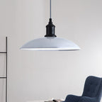 Metallic Saucer Shade Pendant Light Industrial Style 12.5"/16" W 1 Light Living Room Ceiling Hanging Light in Black/White