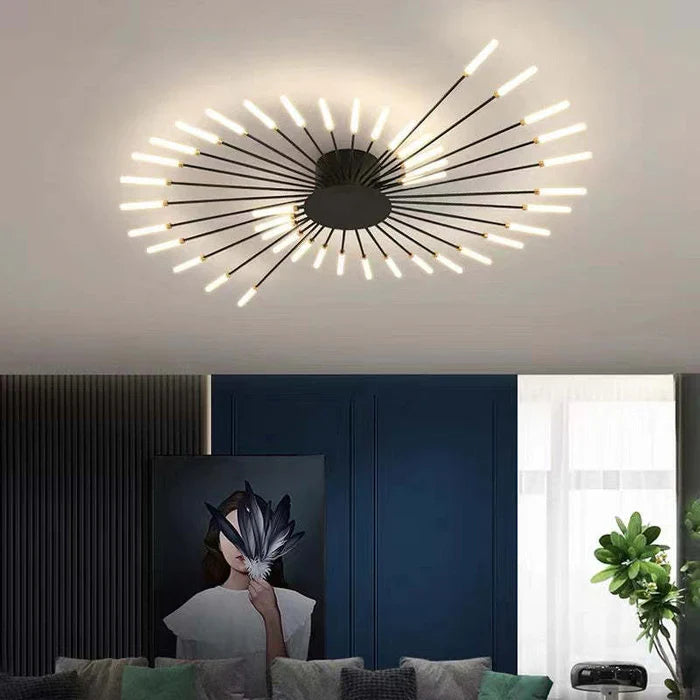 Modern LED Ceiling Chandelier - Minimalist Design Inspired by Sun Rays