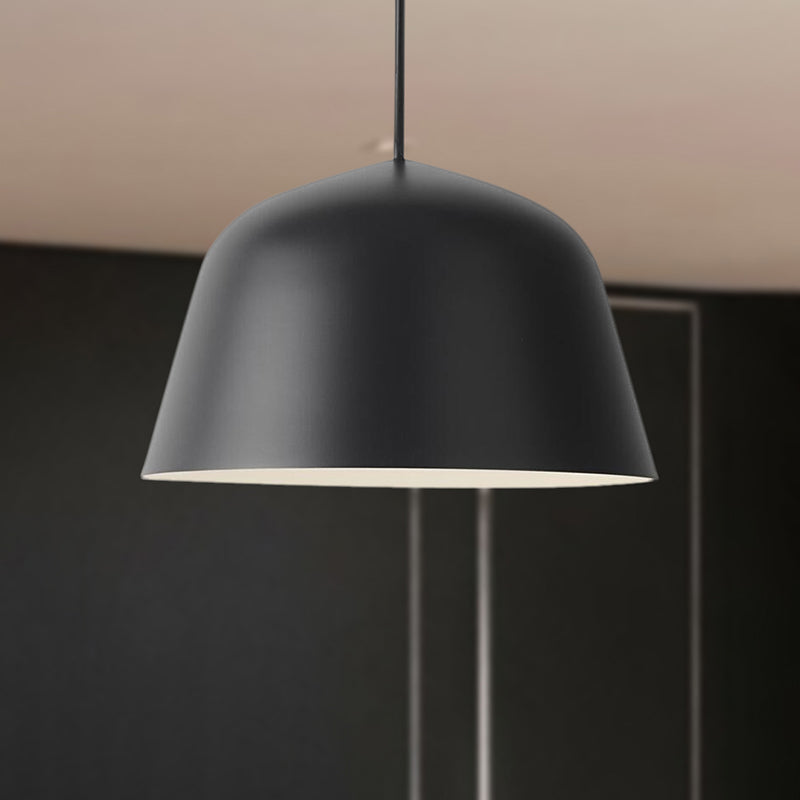 Nordic Style Dome Shade Hanging Ceiling Light 10"/16" Dia 1 Light Metal Pendant Lamp in Black/Green for Bedroom