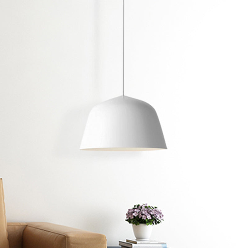 Nordic Style Dome Shade Hanging Ceiling Light 10"/16" Dia 1 Light Metal Pendant Lamp in Black/Green for Bedroom