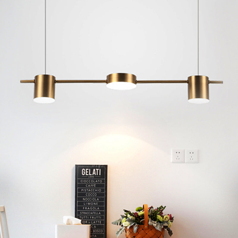 Drum Aluminum Island Pendant Modern Simple 3/5-Head Black/Gold Ceiling Light Fixture in Warm/White Light