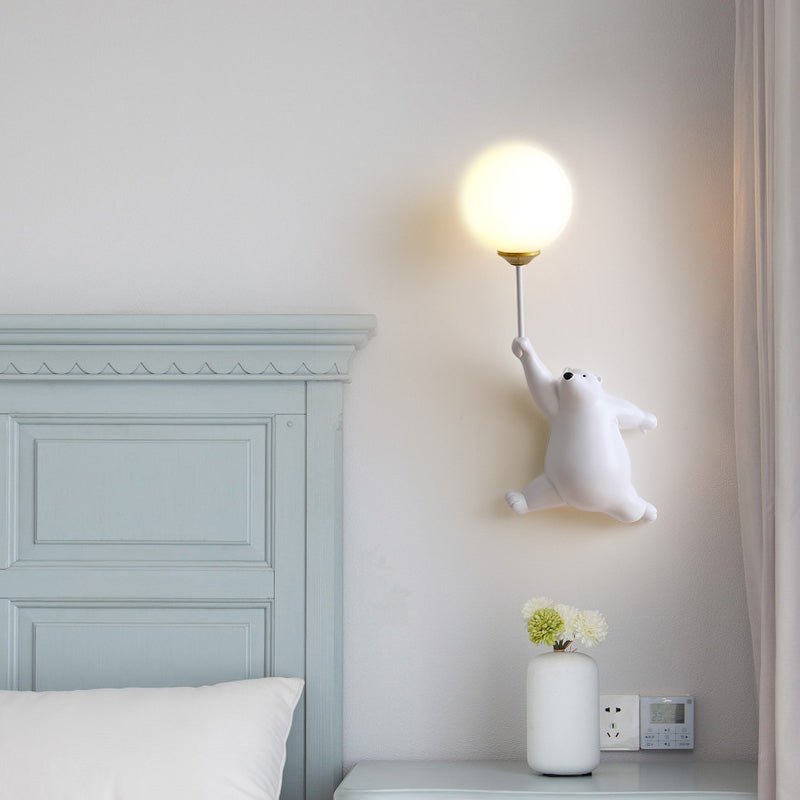Bear Balloon Wall Sconce Modern Animal Bear Balloon. White/Blue/Pink. Living Room