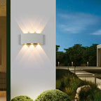 Ray Modern Outdoor Wall Light Rectangle LED White Metal Terrace