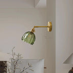 Vintage Brass Tulip Glass Wall Sconce 1-Light