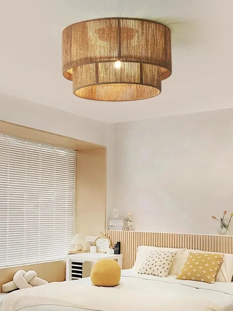 Boho Ceiling Lamp with Natural Rope