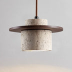 Modern Hanging Lamp Made of Stone and Wood