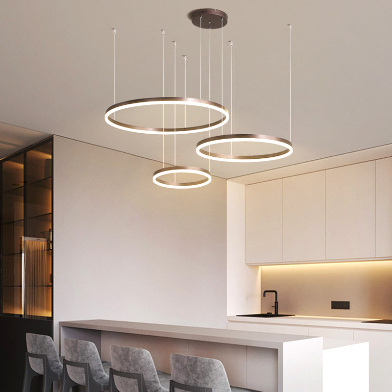 Arisha Pendant Light Tir-Circle Ring Modern Black/Gold/Coffee Metal Bedroom