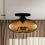 Valentina Industrial Art Deco Globe Flush Mount Ceiling Light Living Room
