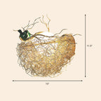 Opal Glass Globe Wall Sconce Light with Bird Nest Design Postmodern 1 Light Gold Wall Lamp, 14"/15" Wide