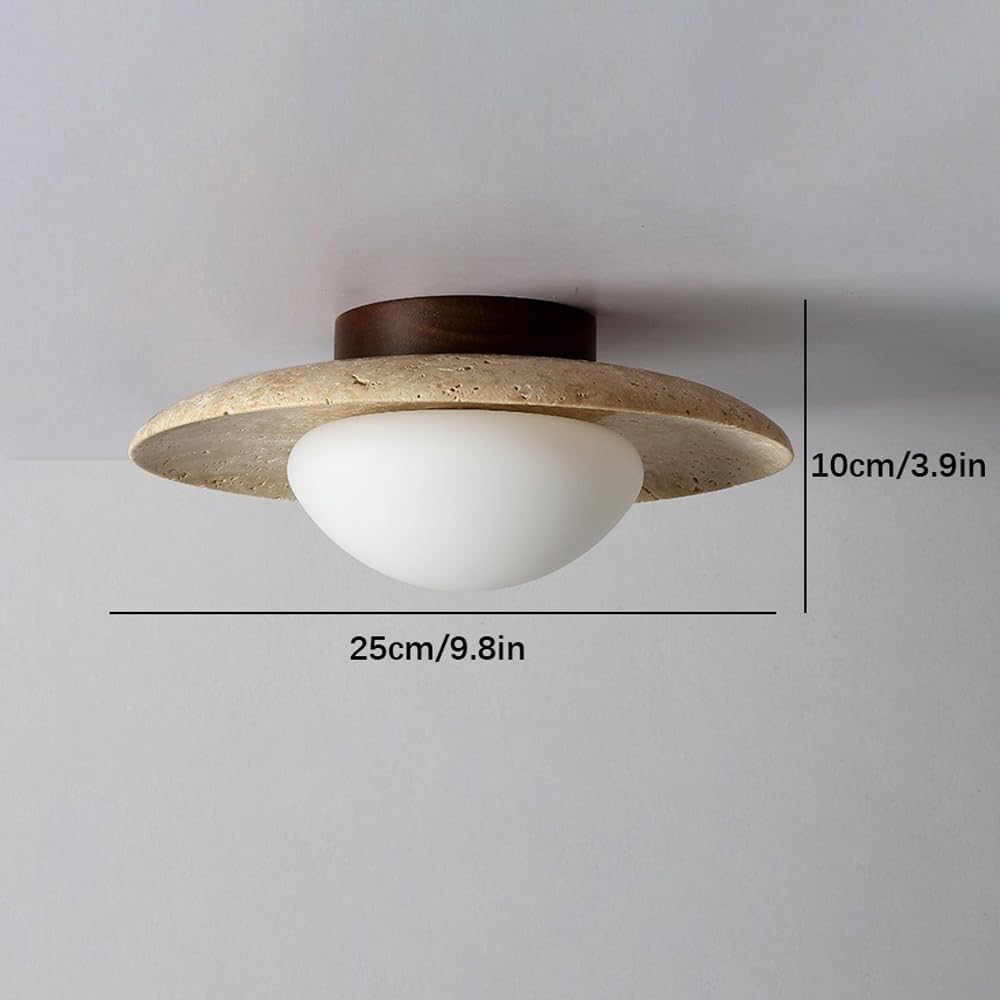 Lyonea - Minimalistic Travertine LED Ceiling Lamp