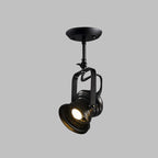 Industrial Style Camera Semi Flush Light Fixture 1-Light Metal Spotlight Flush Mount Lamp in Black with Handle