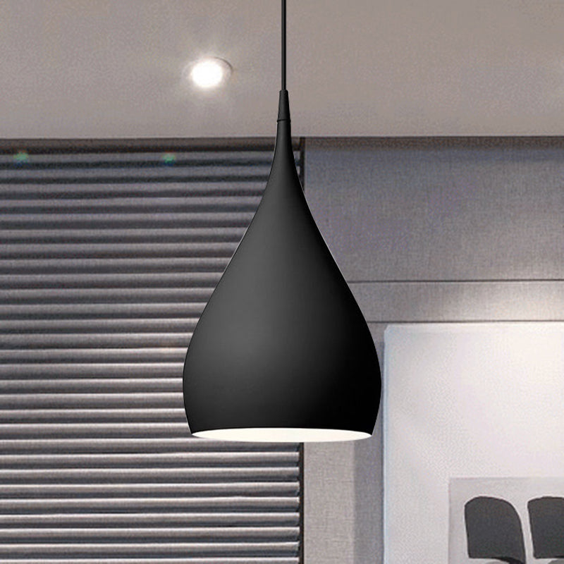 6.5"/10" Wide Teardrop Pendant Lighting Modern Metal 1 Light Black/White/Red Hanging Light