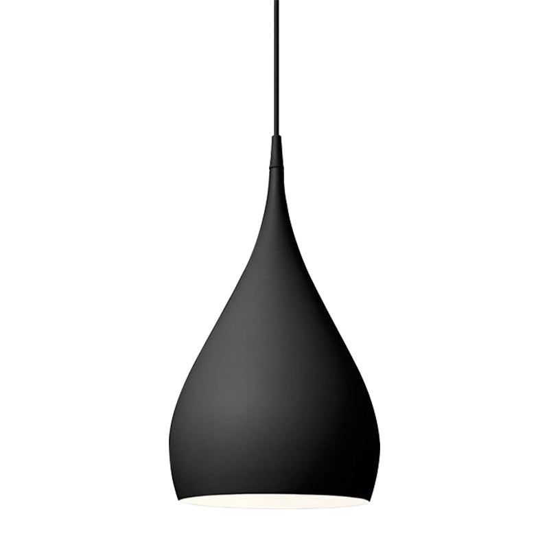 6.5"/10" Wide Teardrop Pendant Lighting Modern Metal 1 Light Black/White/Red Hanging Light