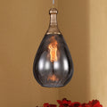 Black/Brass Teardrop Ceiling Light Industrial Clear/Amber/Grey Water Glass 1-Light Bedroom Pendant Lighting Fixture