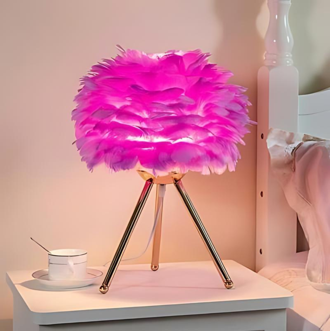 Vynex - Luxe Table Lamp with Soft Feathers