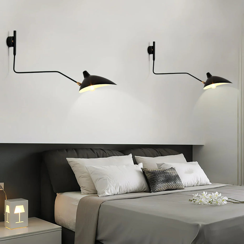 Designer wall lamp with double arm – adjustable wall light for living room, office, or bedroom