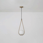 Metal Teardrop Hanging Ceiling Light Minimalism 1 Bulb Brass Finish Drop Pendant with Ball Cream Glass Shade