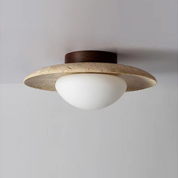 Lyonea - Minimalistic Travertine LED Ceiling Lamp