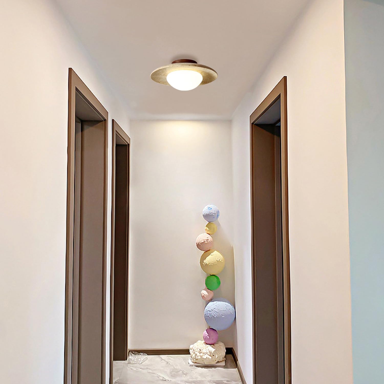 Lyonea - Minimalistic Travertine LED Ceiling Lamp