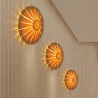 19.5"/23.5" Dia Circular Wall Sconce Lighting Modern Style Wood Veneer 1 Light Living Room Wall Lamp