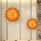 19.5"/23.5" Dia Circular Wall Sconce Lighting Modern Style Wood Veneer 1 Light Living Room Wall Lamp
