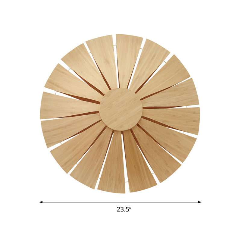 19.5"/23.5" Dia Circular Wall Sconce Lighting Modern Style Wood Veneer 1 Light Living Room Wall Lamp
