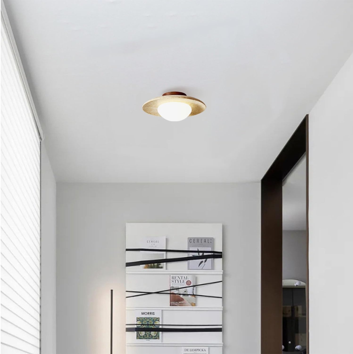 Lyonea - Minimalistic Travertine LED Ceiling Lamp
