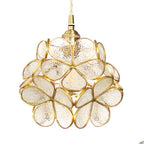 1 Light Flower Hanging Ceiling Light Tiffany Style Blue/Clear/Pink Stainless Glass Suspension Pendant Light