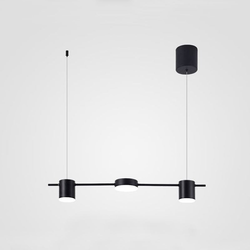 Drum Aluminum Island Pendant Modern Simple 3/5-Head Black/Gold Ceiling Light Fixture in Warm/White Light