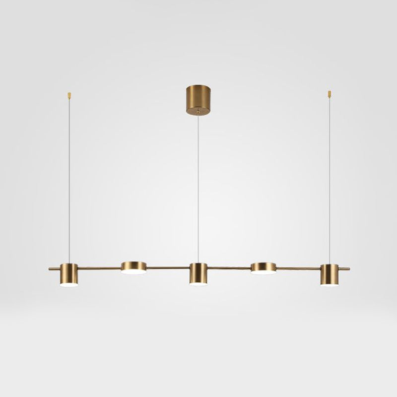 Drum Aluminum Island Pendant Modern Simple 3/5-Head Black/Gold Ceiling Light Fixture in Warm/White Light