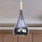1 Bulb Teardrop Shade Hanging Light Fixture Contemporary Chrome/Rose Gold Metal Pendant Ceiling Light for Kitchen