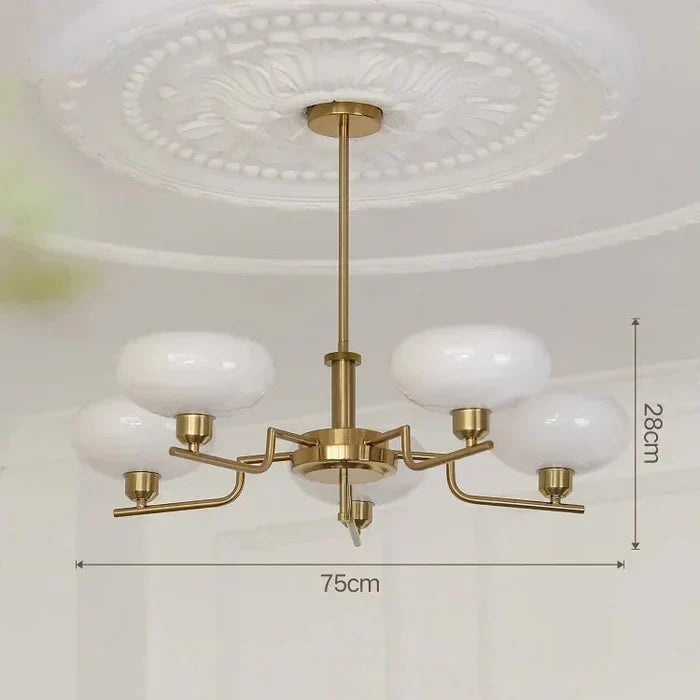 Modern Chandelier with Opal Glass Shades – Elegant Ceiling Lamp