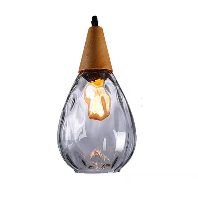 Arisha Vintage LED Suspension Amber Glass Wood Bedroom