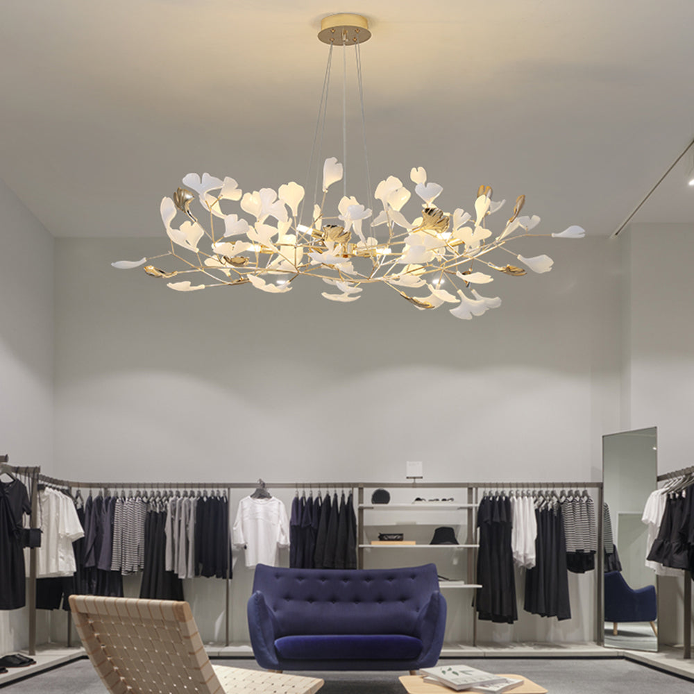 Jarn Leaf Suspension / Modern Multi Metal / Ceramic Gold / White Living Room