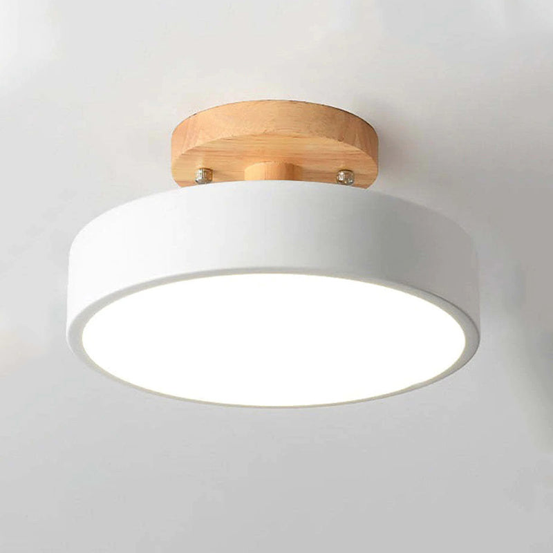 Orya Round LED Flush Mount Ceiling Light Modern Wood Colorful