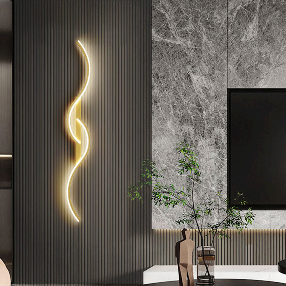 Lumor Modern Wave Design Wall Sconce Black/Gold Living Room