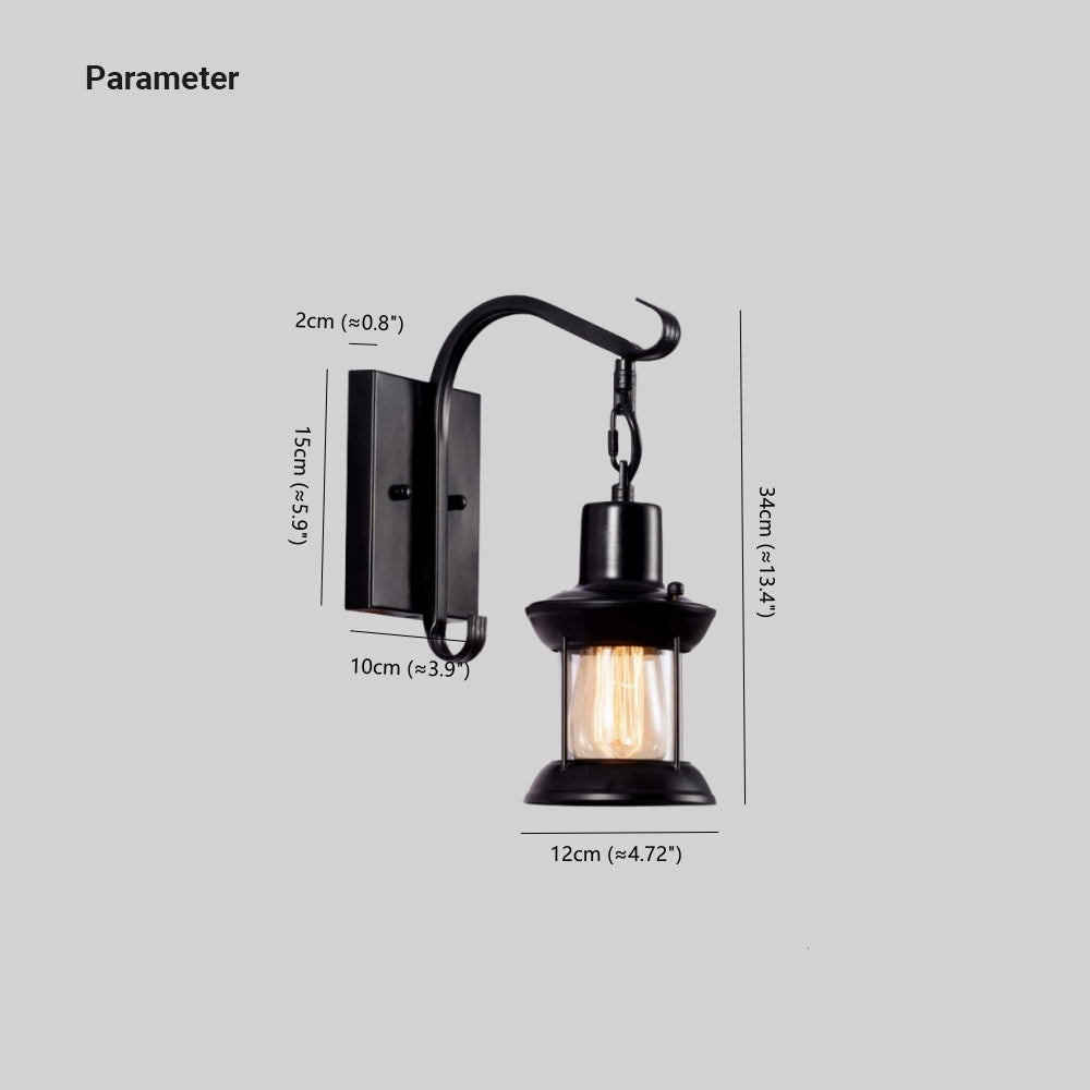 Silva Industrial Retro Wall Light Black/Bronze Indoor Metal/Glass