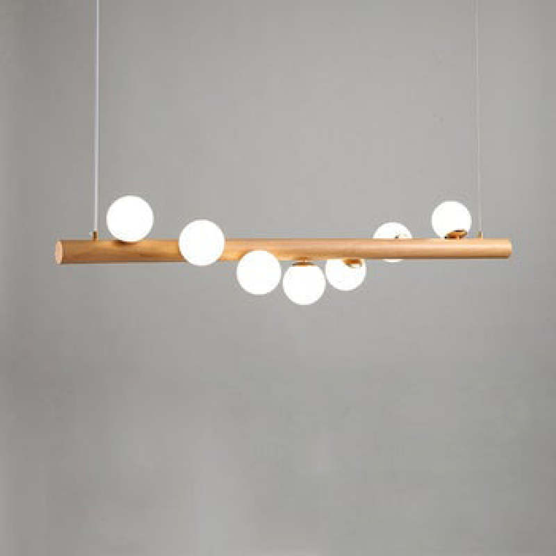 Valentina Glass Bubble Pendant Light Wood/Walnut
