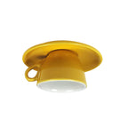 Coffee Cup Ceramics Flush Ceiling Lighting Macaron 1 Light Pink/Blue/Yellow Finish LED Flush Mounted Lamp