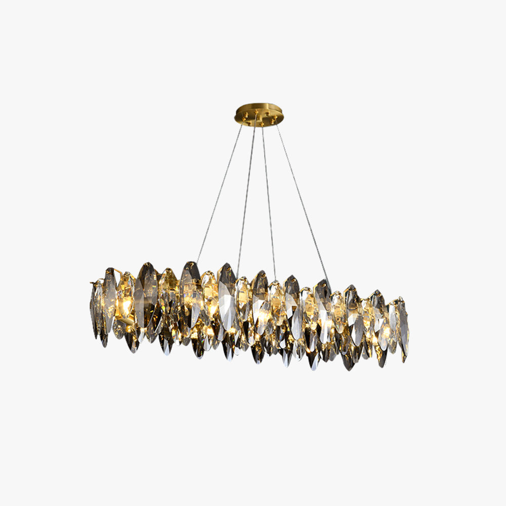 Kristy Modern Annular Metal Crystal Pendant Light, Gold