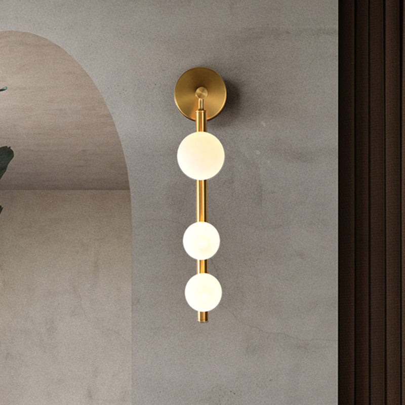 Vertical Linear Wall Mount Lighting Post-Modern Metal 3-Head Gold Finish Wall Sconce Lamp for Corner