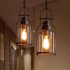 Black/Rust 1 Light Pendant Ceiling Light Farmhouse Clear Glass Mason Jar Hanging Lamp