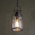 Black/Rust 1 Light Pendant Ceiling Light Farmhouse Clear Glass Mason Jar Hanging Lamp