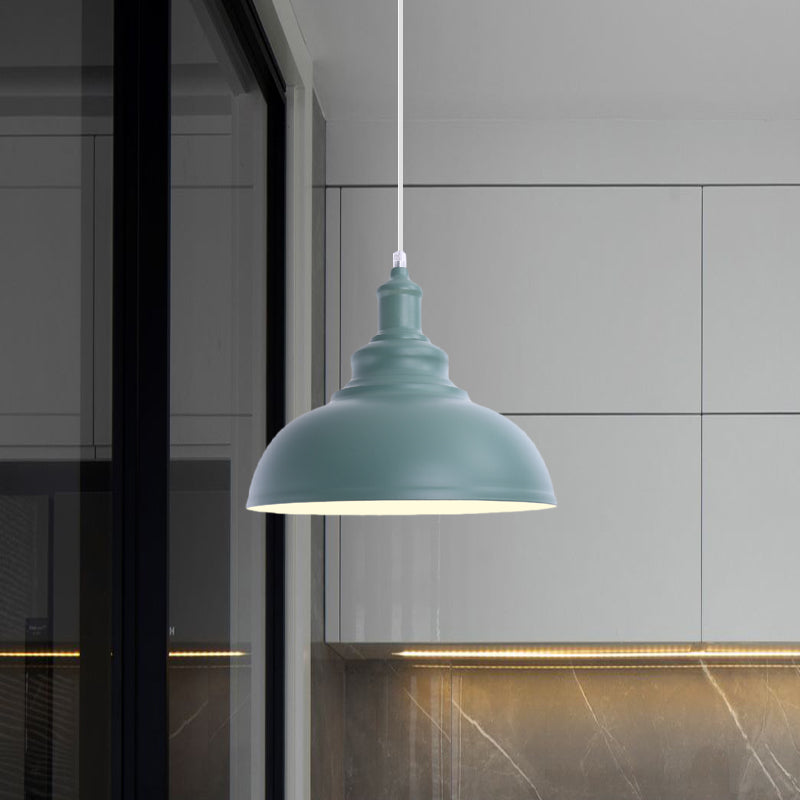 1 Bulb Bowl Hanging Fixture Industrial Stylish Pink/Yellow Metal Pendant Lamp for Living Room